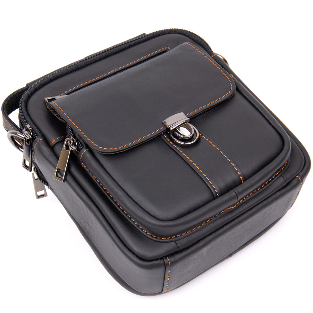 Компактний месенджер на два відділення чоловічий Vintage 20395 Чорний Київ - фото 5