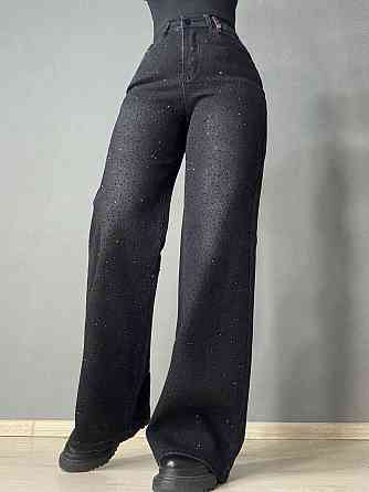 Джинсы женские Allure 1136-26 палаццо ровные со стразами черные, черный, 31, 31, 83 см, 112 см Киев