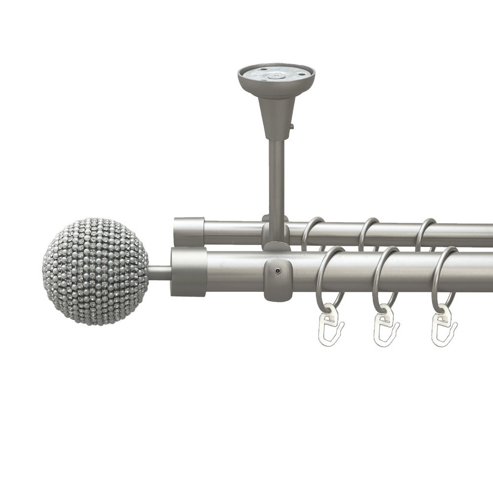 Карниз Orvit Карера металевий дворядний відкритий до стелі гладка труба кільце металеве Сатин 25\16 мм 240 см (00-00023782) Львів - фото 1