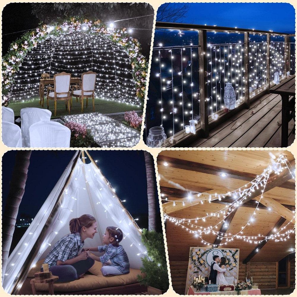 Світлодіодна гірлянда ZeMu Fairy Lights 10 м, 100 LED, холодне біле світло, IP44, на батарейках, для дому та вулиці Київ - фото 6