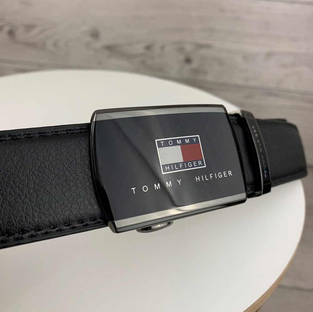Чоловічий ремінь Tommy Hilfiger Томі Хілфігер, пояс з еко шкіри в подарунковій коробці, чорнийMasterSem Київ - фото 3