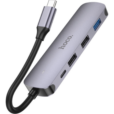 Концентратор HOCO USB-C to HDMI+USB3.0+2xUSB2.0+PD HB27 Metal Gray (6931474769329) Винница - изображение 2