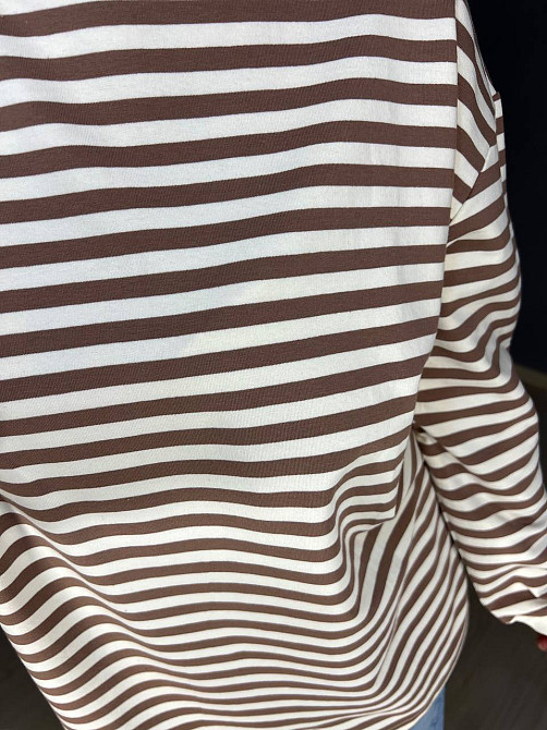 Лонгслів жіночий TEXTURE 1255 реглан смугастий трикотажний оверсайз крій, бежевий, one size Київ - фото 6