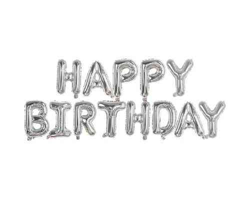 Шарики Happy birthday фольгированные 16 дюймов серебристый Киев