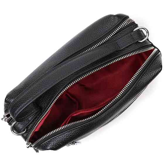 Сумка прямоугольная для женщин на два отделения из натуральной кожи Vintage 22343 Черная Киев