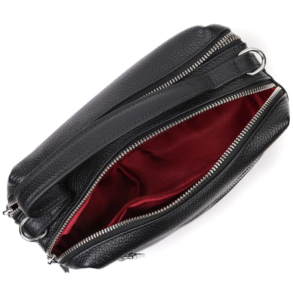 Сумка прямоугольная для женщин на два отделения из натуральной кожи Vintage 22343 Черная Киев - изображение 4