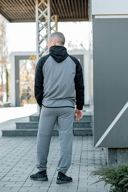 Спортивний костюм чоловічий темно-сірий двонитка весна літо, модні чоловічі спортивні костюми , костюми чоловічі Київ - фото 3