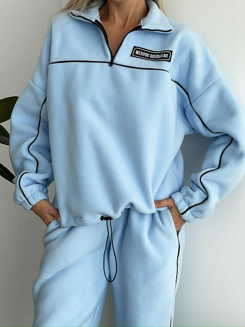 Жіночий флісовий жіночий костюм-оверсайз турецький фліс Блакитний, 46/48 Одеса - фото 4