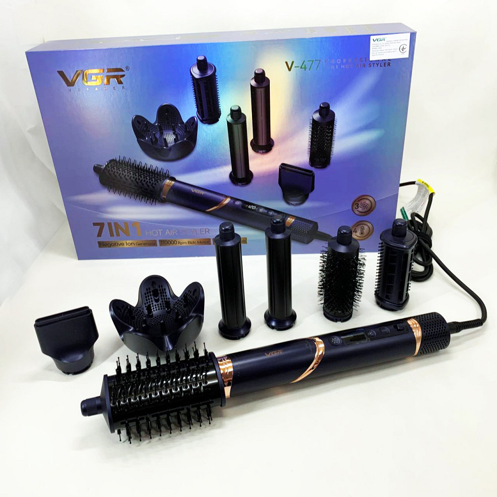 Хороший фен для випрямлення волосся VGR 7 в 1 V-477, Універсальна щітка-фен для волосся YP-39 Львів - фото 11