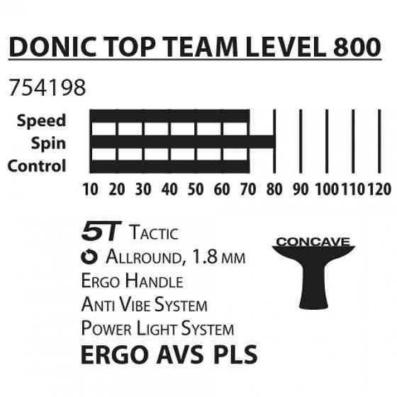 Ракетка настольный теннис Donic Top Team Level 800 Вишнёвое