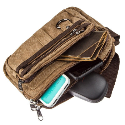 Сумка Vintage Бананка текстильна на пояс Коричнева (20160) Вінниця - фото 5