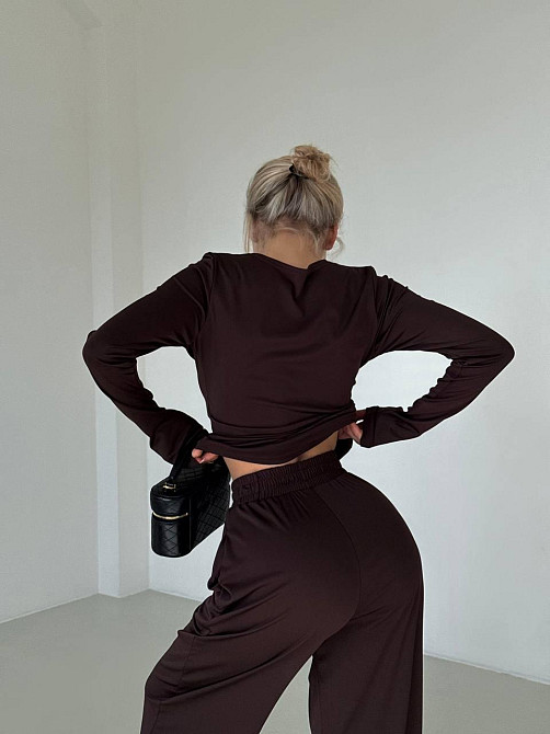 Жіночий базовий прогулянковий костюм двійка: лонгслів і штани турецький мікродайвінг Одеса - фото 9
