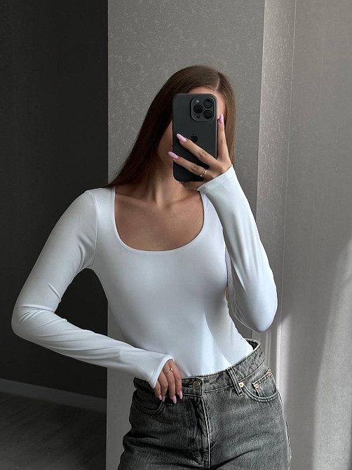 Женский базовый боди с длинным рукавом микродайвинг Белый Одесса - изображение 4