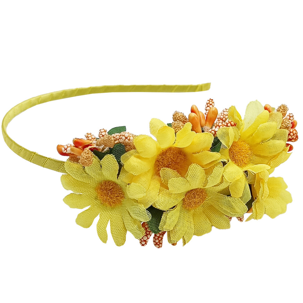 Обруч для волосся "Букет ромашок" 0206-327-2 жовтий Вінниця - фото 1