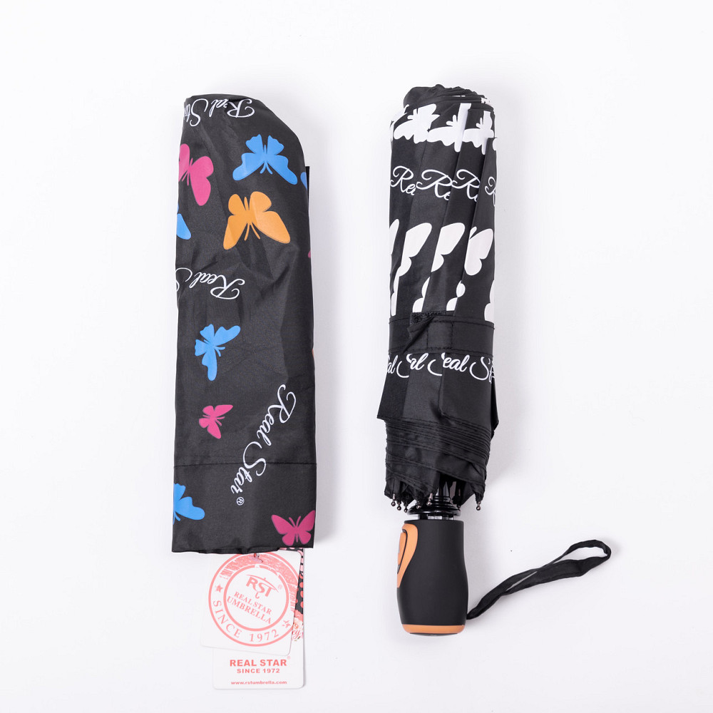 Парасолька напівавтомат з принтом міцна з поліестеру діаметр 97 см Чорна HP-23-2B Коломыя - изображение 9