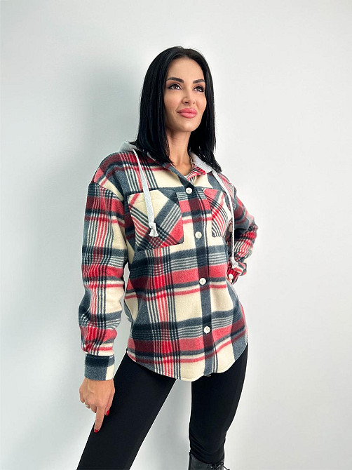 Женская теплая рубашка Delta батал 50-52, Красный Киев - изображение 3