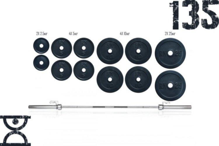 Штанга олімпійська набірна на 135 кг Гантелі, гирі, штанги та диски граниліт Київ - фото 1