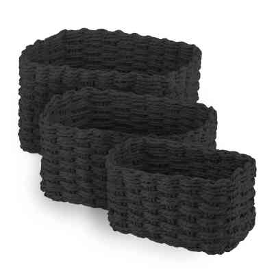 Кошик для зберігання Ardesto Prestigio Плетені Чорні 3 шт. 3.3 / 2.2 / 1.4 л (ARHC2505BL) Вінниця