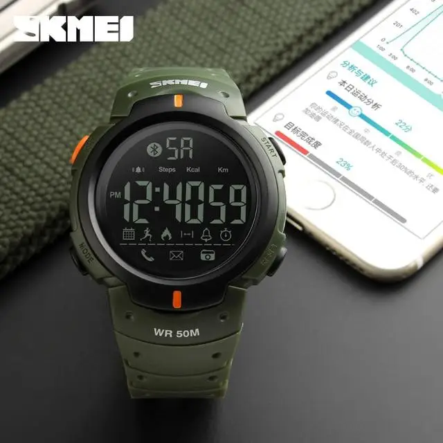 Спортивные смарт часы Skmei 1301 Шагомер Bluetooth ударопрочные (Зеленый) Винница - изображение 3