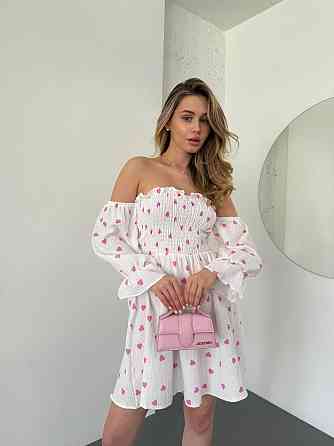 Женское романтическое платье с сердечками муслин Розовый, 46/48 Одесса