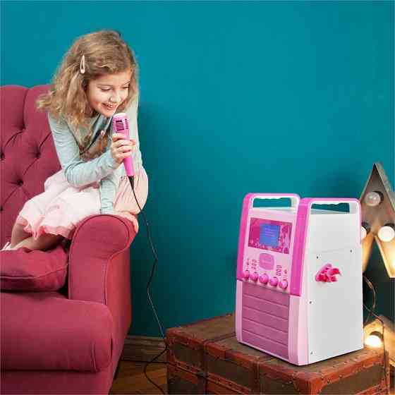 KA8P-V2 PK караоке-система CD-програвач AUX 2 мікрофони рожевий/чорний (Німеччина, читати опис) Рівне