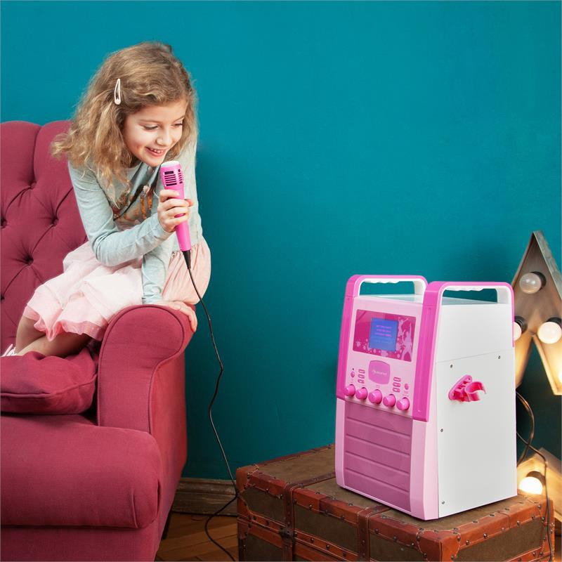 KA8P-V2 PK караоке-система CD-проигрыватель AUX 2 микрофона розовый\черный (Германия, читать описание) Ровно - изображение 3