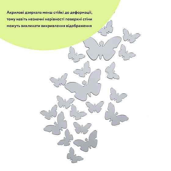Зеркальный декор акриловый самоклеющийся Бабочки серебро,25шт (D) SW-00002521 Днепр