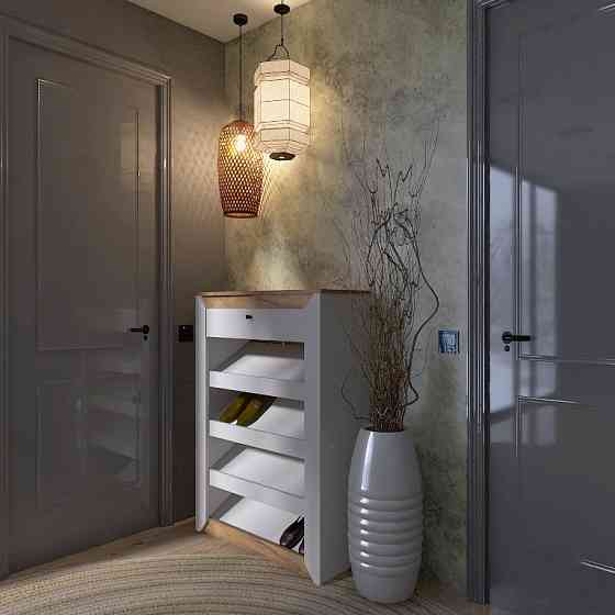 Тумба для обуви Эверест Нордик-800 80х32х113 см Белый + Дуб крафт золотой (DTM-5547) Днепр