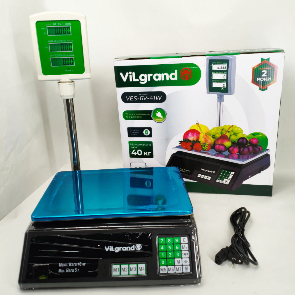 Компактні ваги для бізнесу ViLgrand VES-6V-41W 40 кг, Настільні ваги для торгівлі з лічильником NW-41 Львів - фото 4