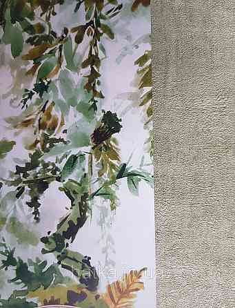 Обои виниловые Grandeco One roll one motif 1.59x2.8 панно ветки листья цветы акварель зеленые желтые Киев