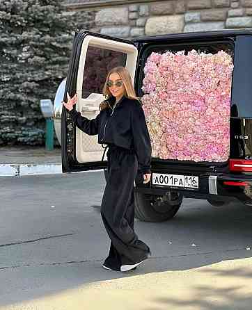 Жіночий прогулянковий плюшевий костюм-двійка: кофта та штани Чорний, 42/46 Одеса