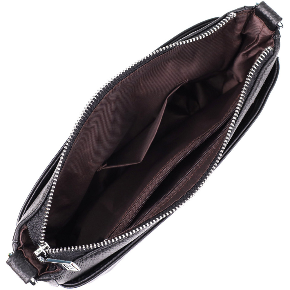 Стильна жіноча сумка з двома ремінцями із натуральної шкіри Vintage 22926 Чорний Київ - фото 7