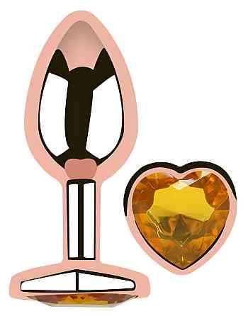 Анальна пробка з кристалом EGZO - Rose Gold Heart Plug Yellow size S Sex Aura Київ