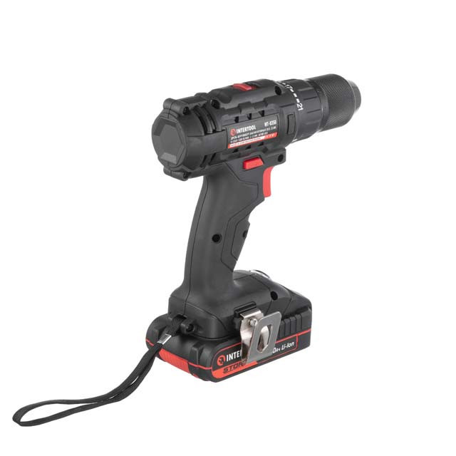 Дриль-шурупокрут акумуляторний 20 В, 35 Nm, 0-450/0-1500 об/хв, 2-13 мм, Li-ion, 2,0 Ач, ЗП 2 A, кейс INTERTOOL WT-0350 Київ - фото 4