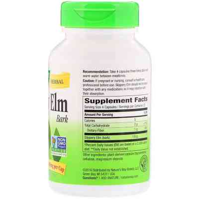 Трави Nature's Way Слизький В'яз, Slippery Elm Bark, 400 мг 100 капсул (NWY-17100) Вінниця