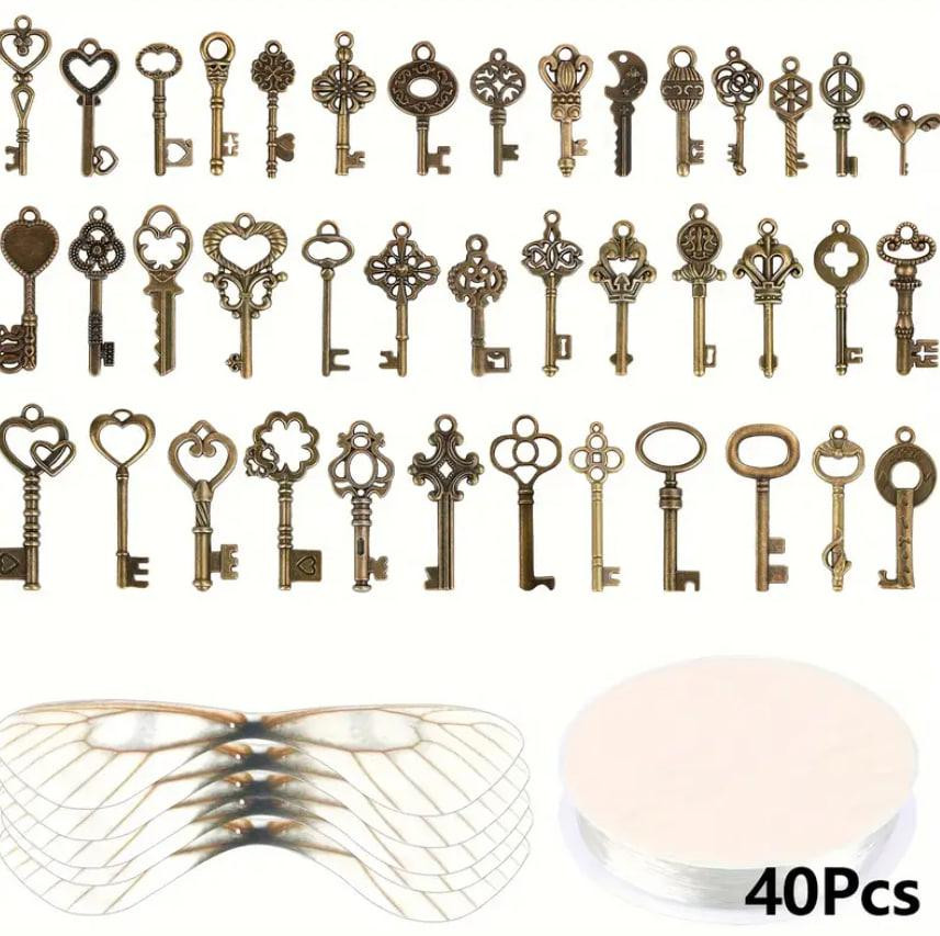 Набір для створення прикрас із літаючими ключами — 40 крил, 40 вінтажних ключів, еластична нитка | д Київ - фото 4