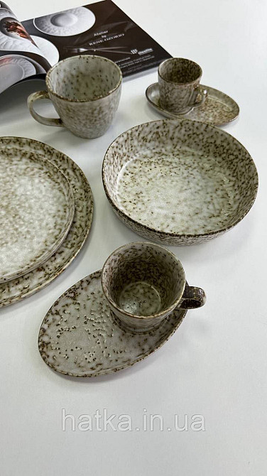 Набір кавовий 6 чашок/6 стравець Olens "Нормандія" 150 мл кераміка для дому та ресторану Київ - фото 4