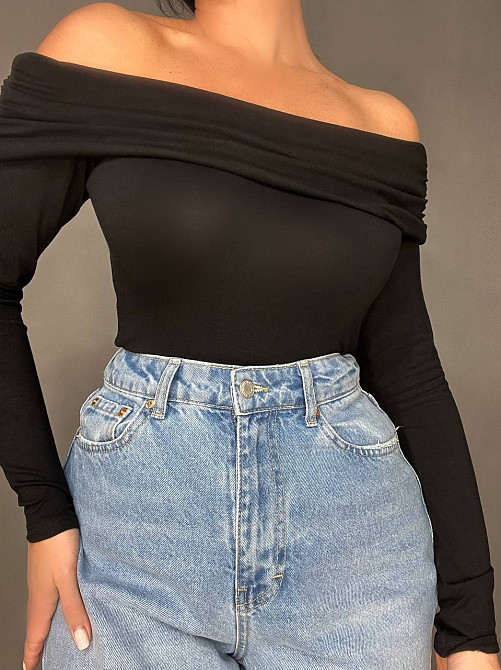 Боди лонгслив женский Ariadna 1575 открытые плечи трикотажный one size, черный, one size Киев - изображение 3