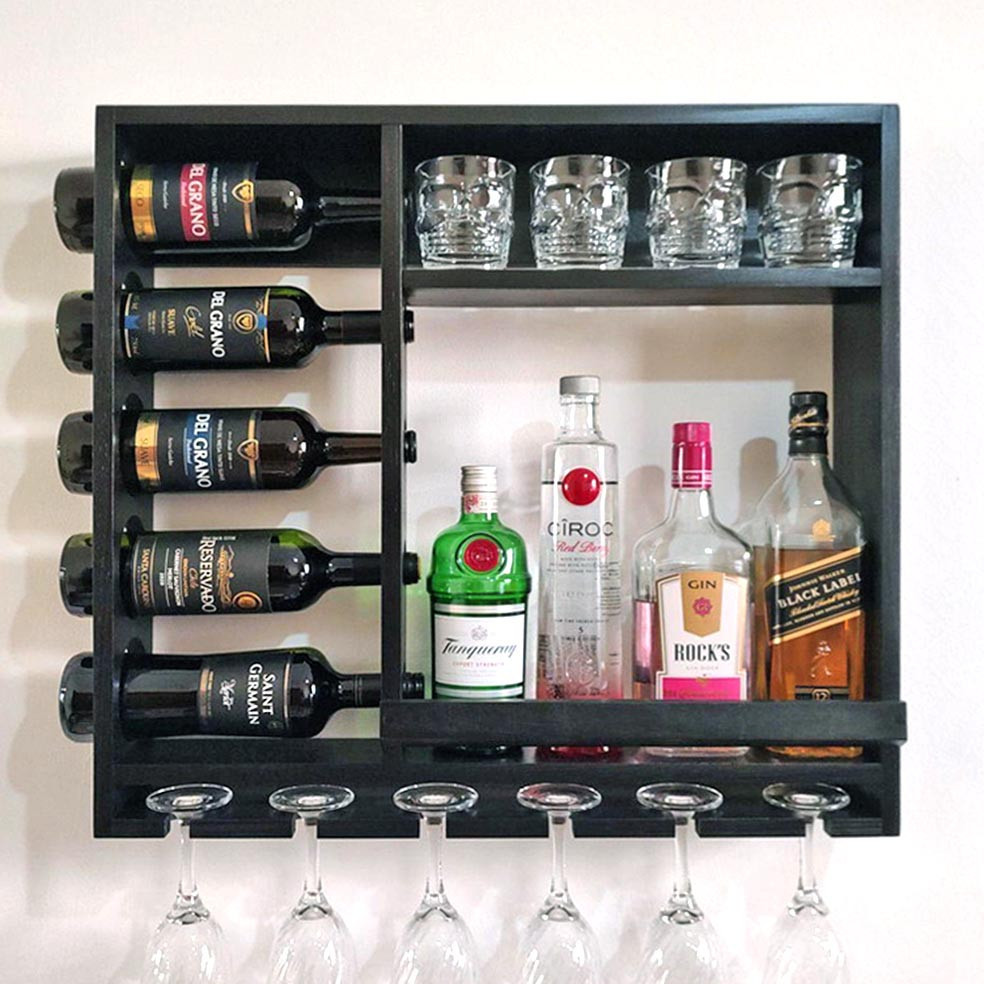 Настінна винна полиця "Мінамі" венге Миколаїв - фото 1