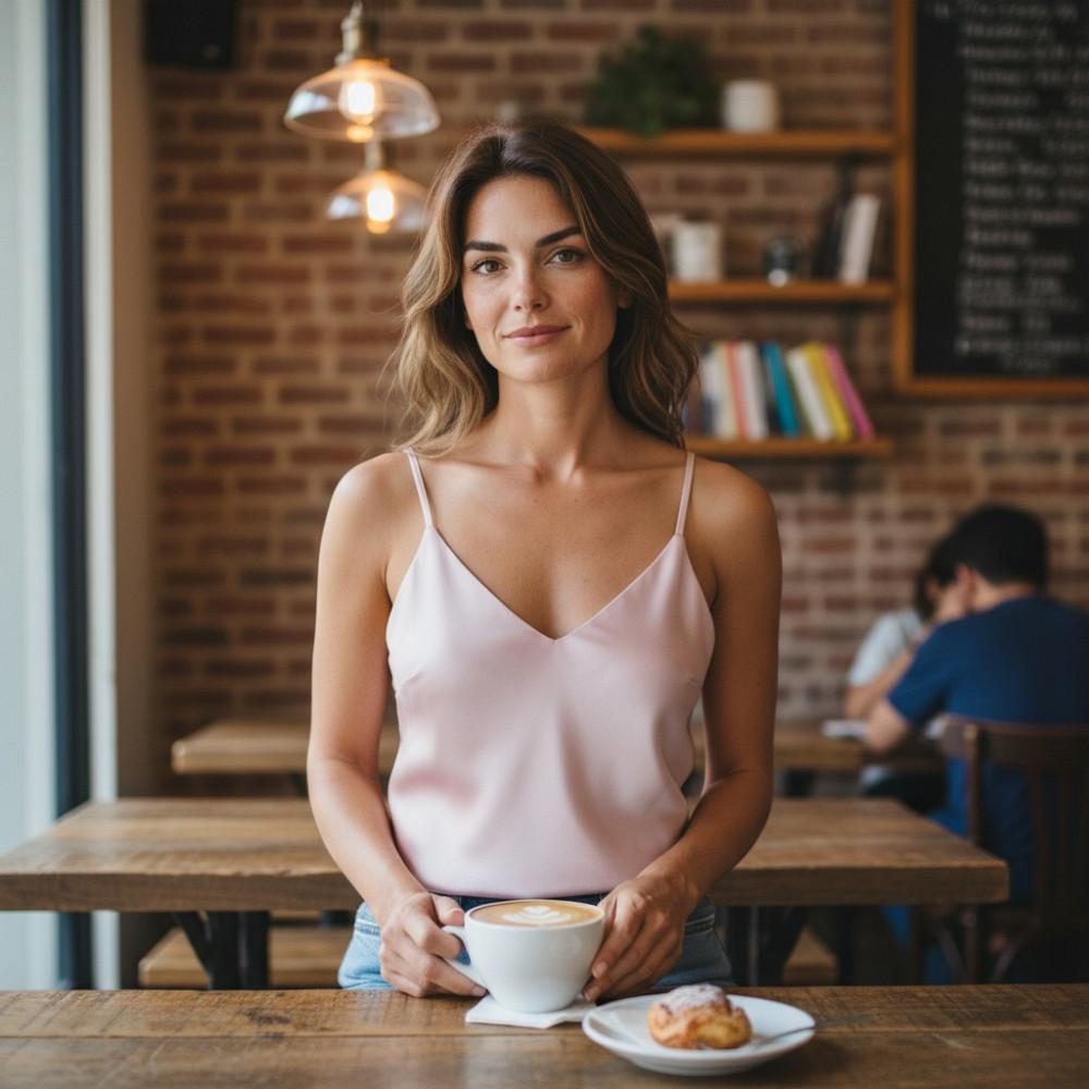 Шелковая майка на тонких бретельках Пудровый M Харьков - изображение 1