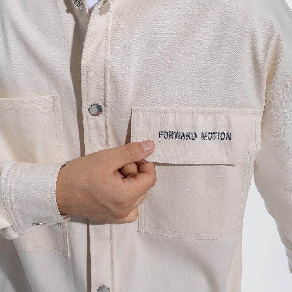 Мужская рубашка на весну-осень с длинным рукавом демисезонная с кнопками свободная котоновая молочная Slavni Palmer L Одесса - изображение 6