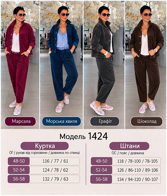 Жіночий костюм з мікровельвету — куртка і штани з еластичним поясом, морська хвиля, розмір 56/58 Лубни - фото 6