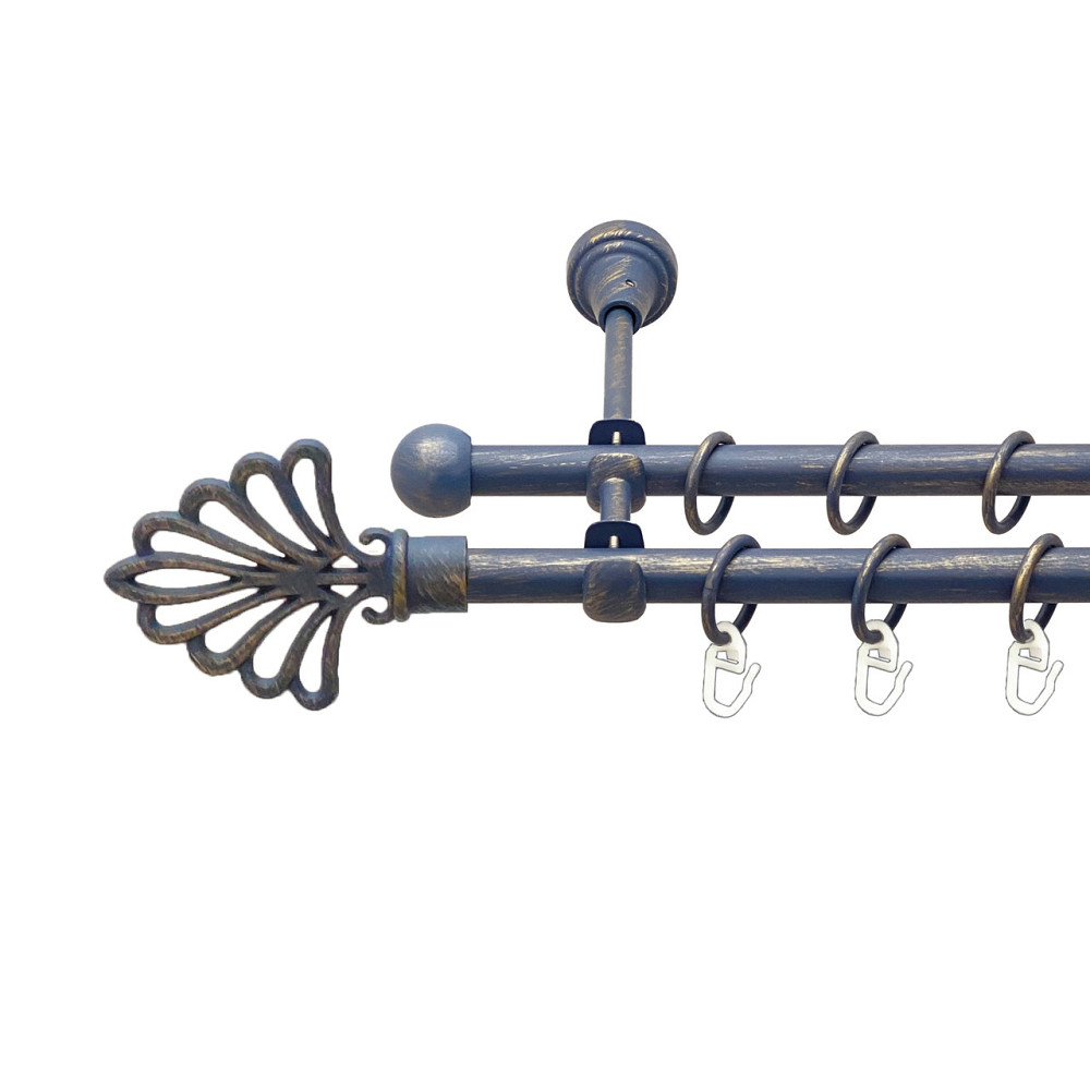 Карниз Orvit Модерн металевий дворядний відкритий Блакить Золота 16\16 мм 300 см (00-00015664) Львів - фото 1