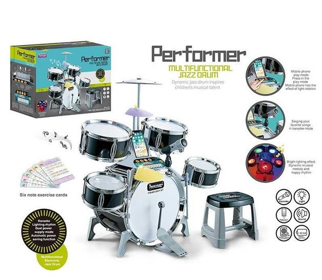 Барабанна установка 5 барабанів палички стільчик підключається до телефону режим караоке (Q 530 A) Чернигов - изображение 1