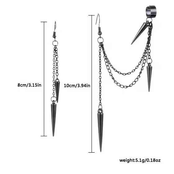 Серьги с цепочкой и шипами – ассиметричные готические украшения Киев