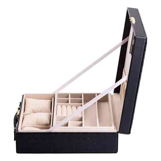 Yiwu Скринька для прикрас з еко шкіри 2 яруси органайзер для ювелірних виробів HP-5-35B Коломыя