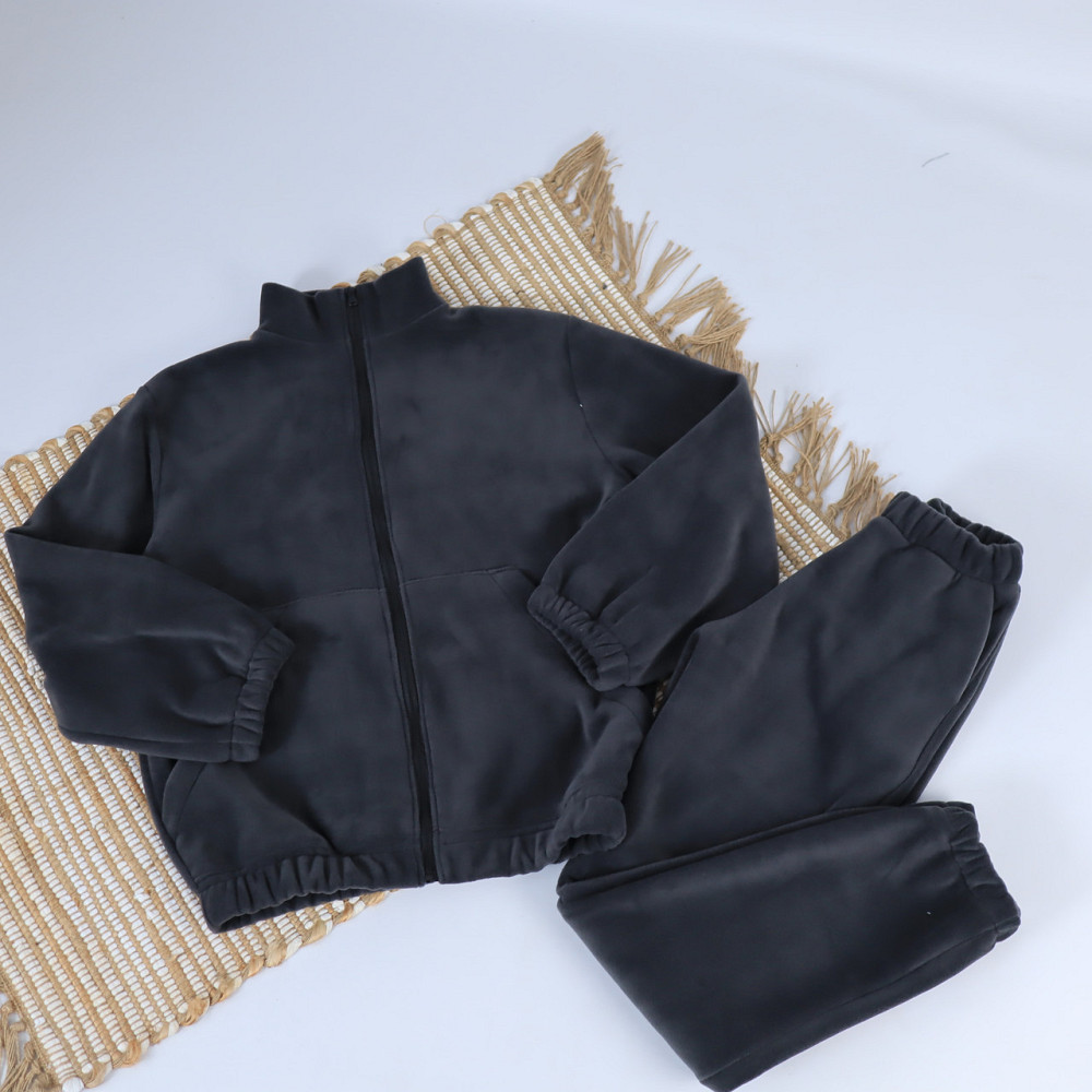 Дитячий флісовий зимовий костюм (флиска повністю на блискавці + штани) Графіт 152 Кам'янець-Подільський - фото 1