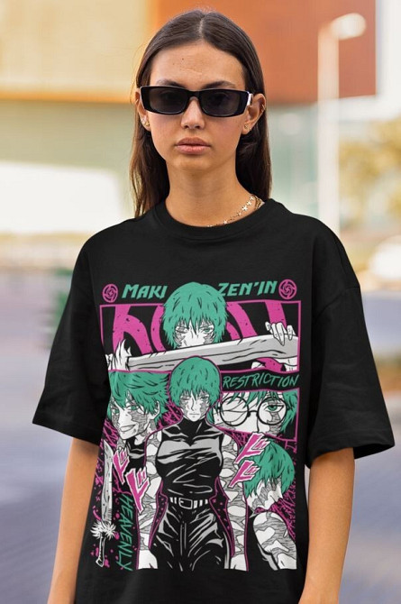 Футболка для хлопчика з аніме принтом Магічна битва оверсайз (зріст від 165 до 180) Чорний AnimeJ1124m Дніпро - фото 2