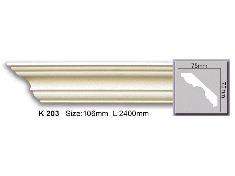 Карниз гладкий полиуретановый Harmony K 203 Flexi Днепр - изображение 1