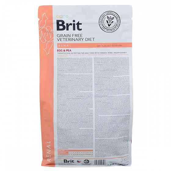 Сухий корм Brit GF VetDiet Dog Renal для собак, при нирковій недостатності, з яйцем, горохом та гречкою, 2 кг Вінниця
